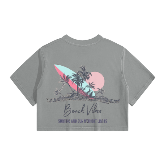 “beach vibes” crop top