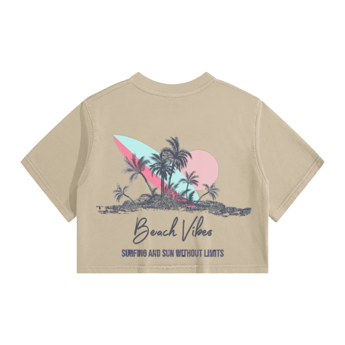 “beach vibes” crop top