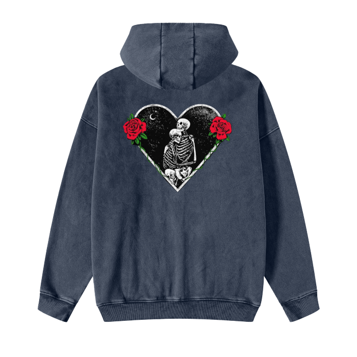 “love is dead” acid wash zip up hoodie