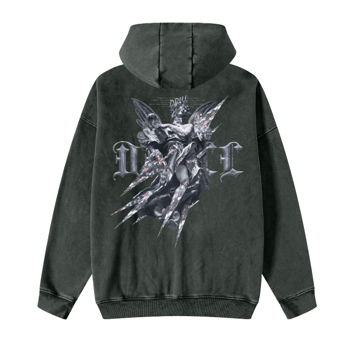 “new” acid wash zip-up hoodie