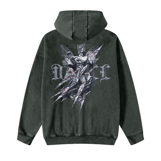 “new” acid wash zip-up hoodie