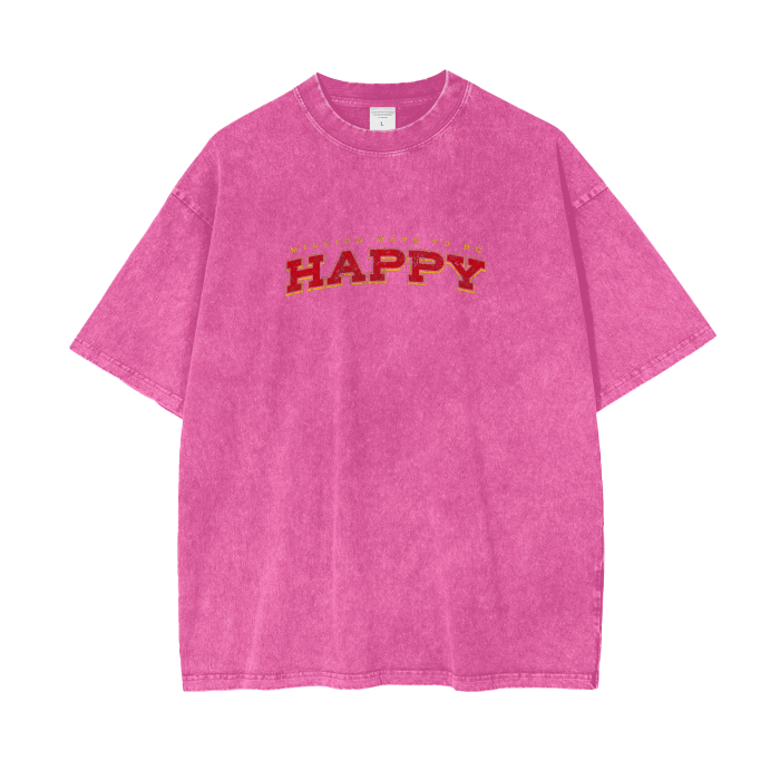 “million ways to be happy” acid wash tee