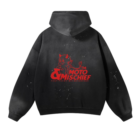 “moto & mischief” vintage heavyweight hoodie