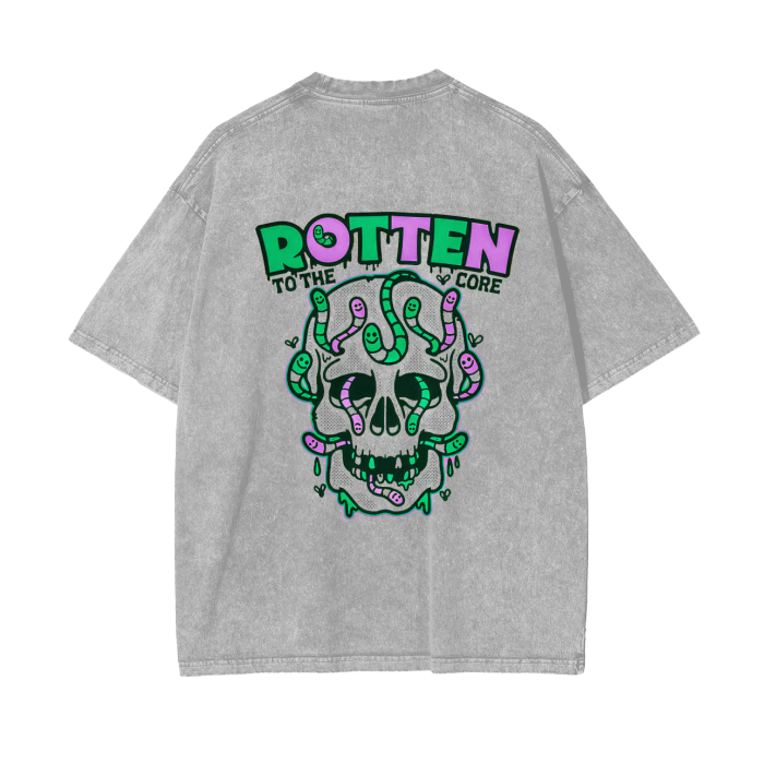 “rotten to the core” acid wash tee