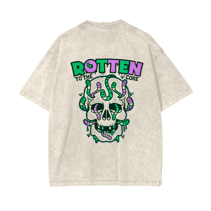 “rotten to the core” acid wash tee